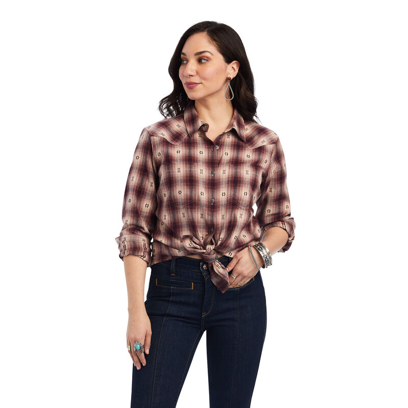 Ariat Hemden Damen - Real Billie Jean DunkelBraun/Beige ( DQOUM-4216 )